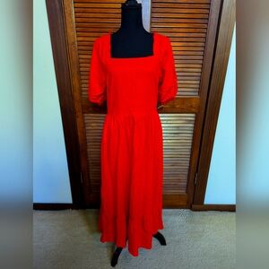 Who what wear orange midi dress with back tie accent